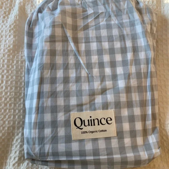 Quince Blue Fog Gingham Duvet Cover Set for Twin with Single Sham - Picture 4 of 4